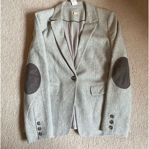 Gray blazer with patch elbows